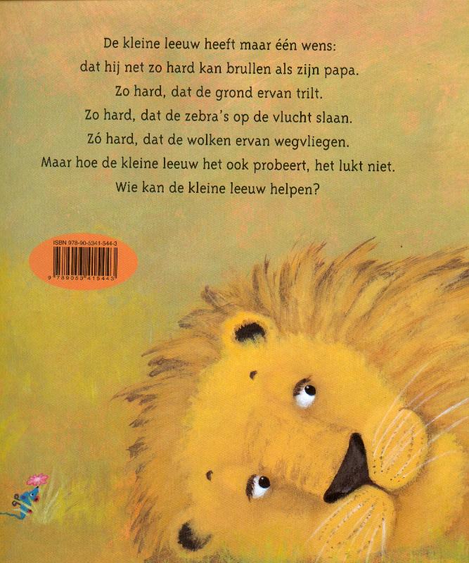 Achterkant van RROAARR! brult de kleine leeuw