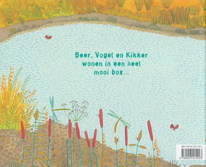 Achterkant van Beer, vogel en kikker