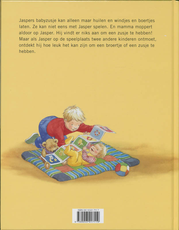 Achterkant van Wat moet ik met zo'n zusje?