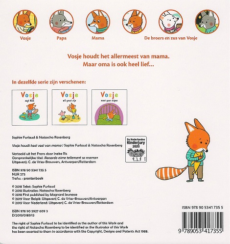 Achterkant van Vosje houdt heel veel van mama