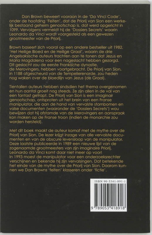 Achterkant van Achter de schermen van de Da Vinci Code