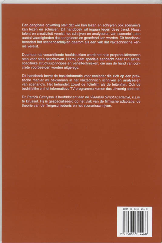 Achterkant van Handboek scenarioschrijven