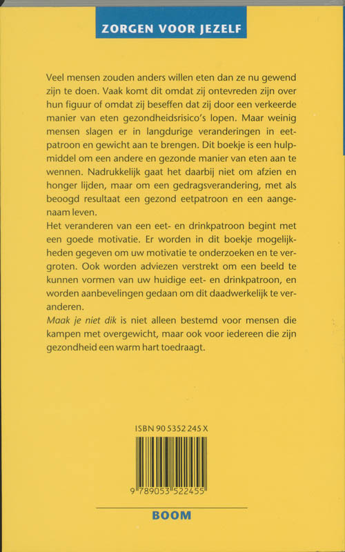 Achterkant van Maak je niet dik