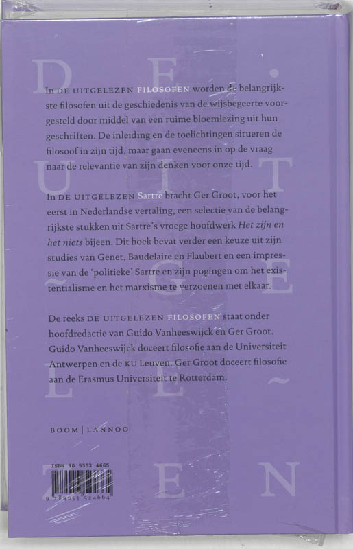 Achterkant van De uitgelezen Sartre