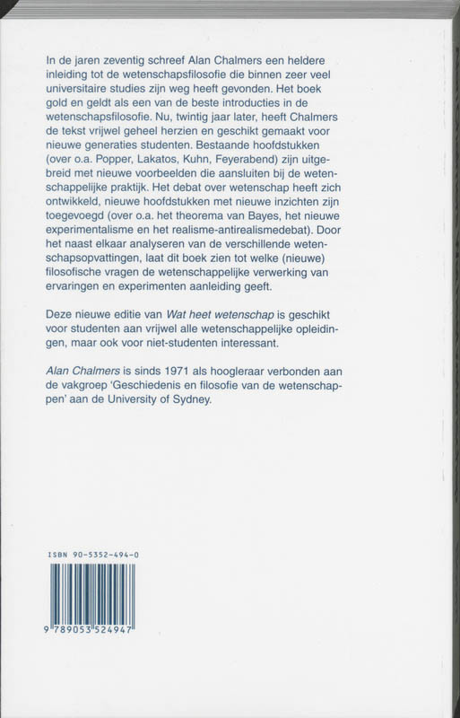 Achterkant van Wat heet wetenschap?