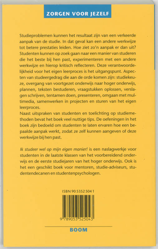 Achterkant van Ik studeer wel op mijn eigen manier!