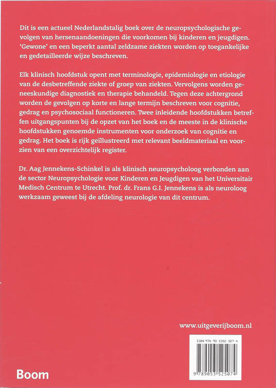 Achterkant van Neuropsychologie van neurologische aandoeningen in de kindertijd