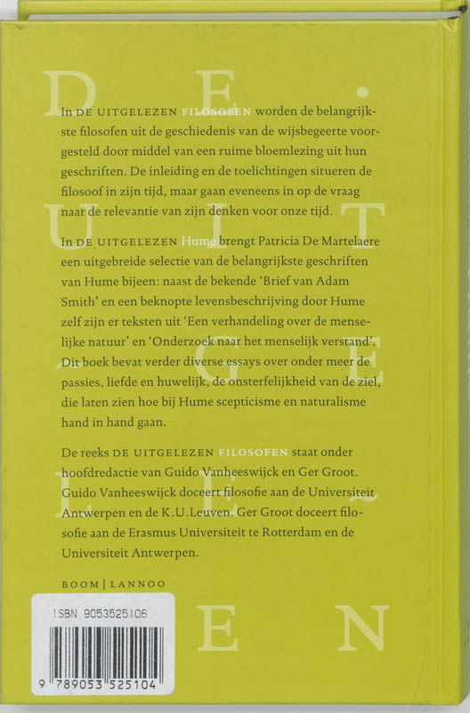 Achterkant van De uitgelezen Hume