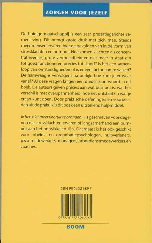 Achterkant van Ik ben niet meer vooruit te branden ...