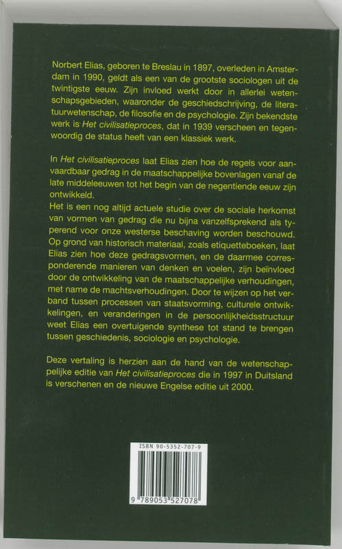 Achterkant van Het civilisatieproces