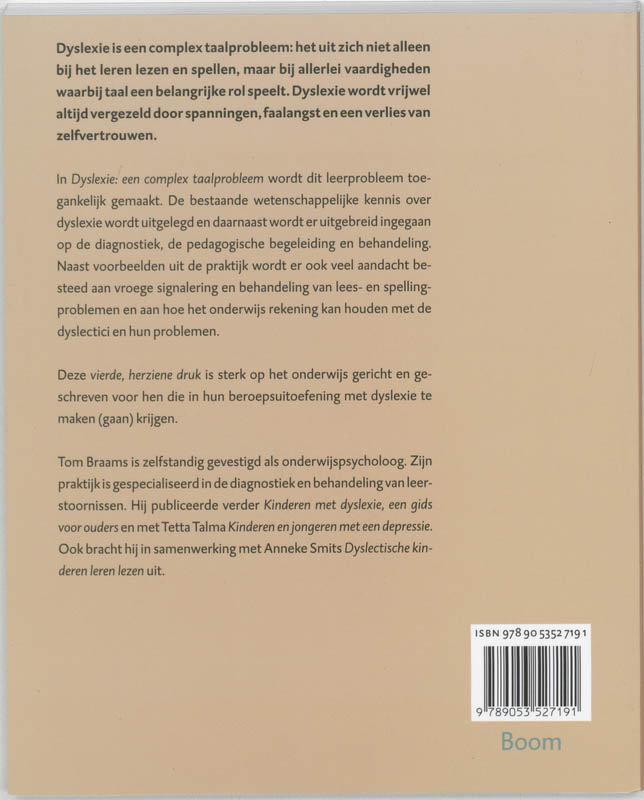 Achterkant van Dyslexie : een complex taalprobleem