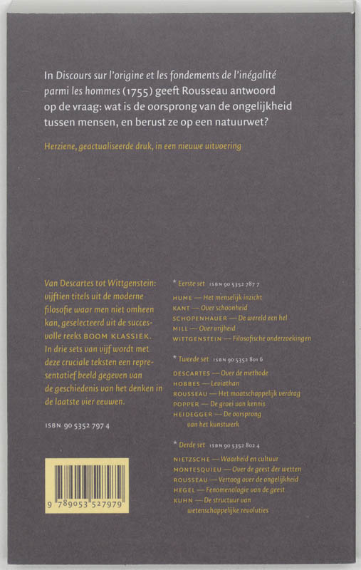 Achterkant van Vertoog over de ongelijkheid