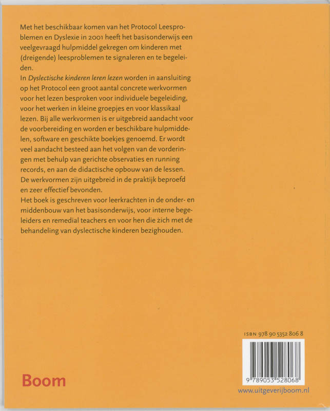 Achterkant van Dyslectische kinderen leren lezen