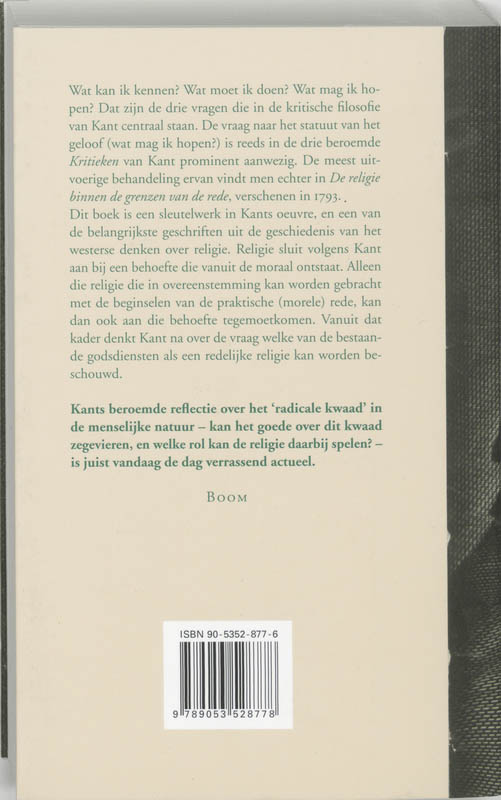 Achterkant van De religie binnen de grenzen van de rede