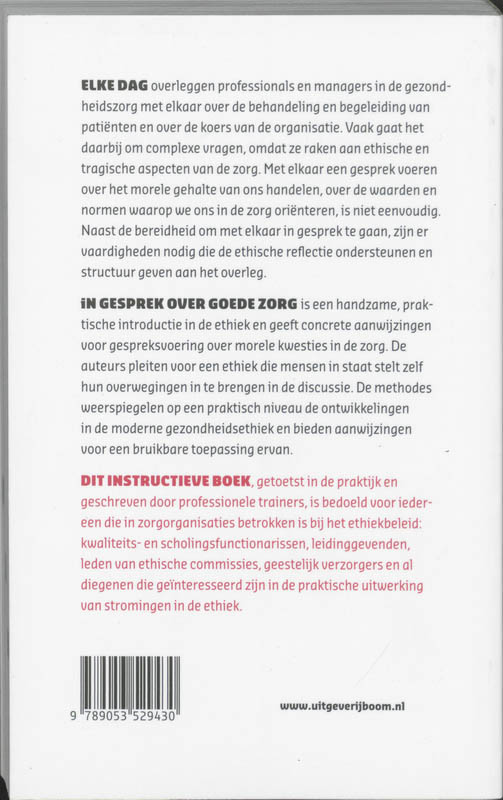 Achterkant van In gesprek over goede zorg