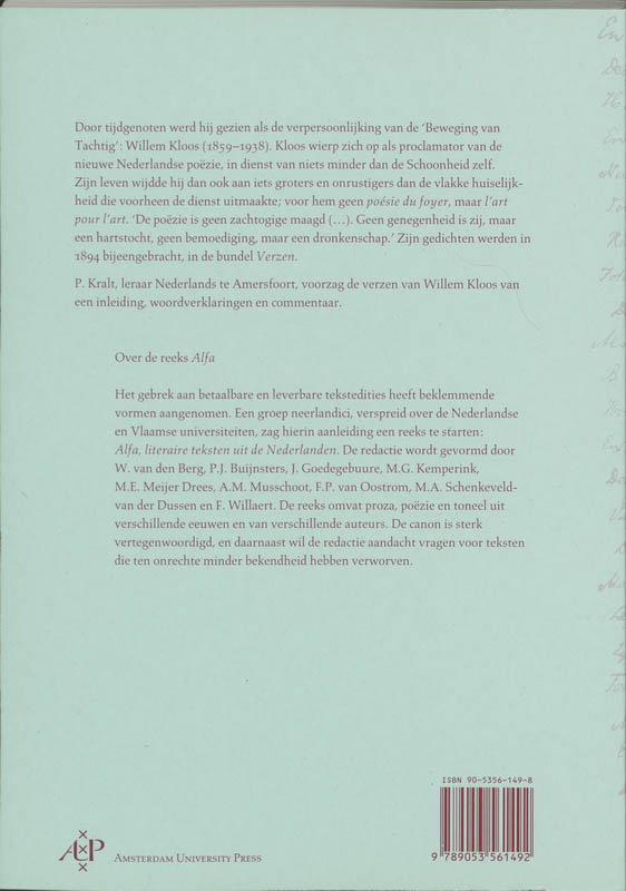 Achterkant van Verzen