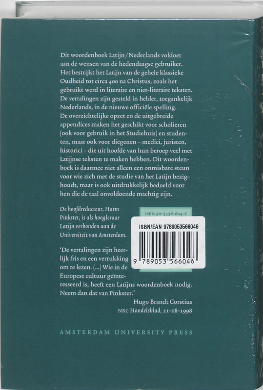Achterkant van Woordenboek Latijn-Nederlands
