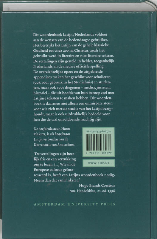Achterkant van Woordenboek Latijn-Nederlands