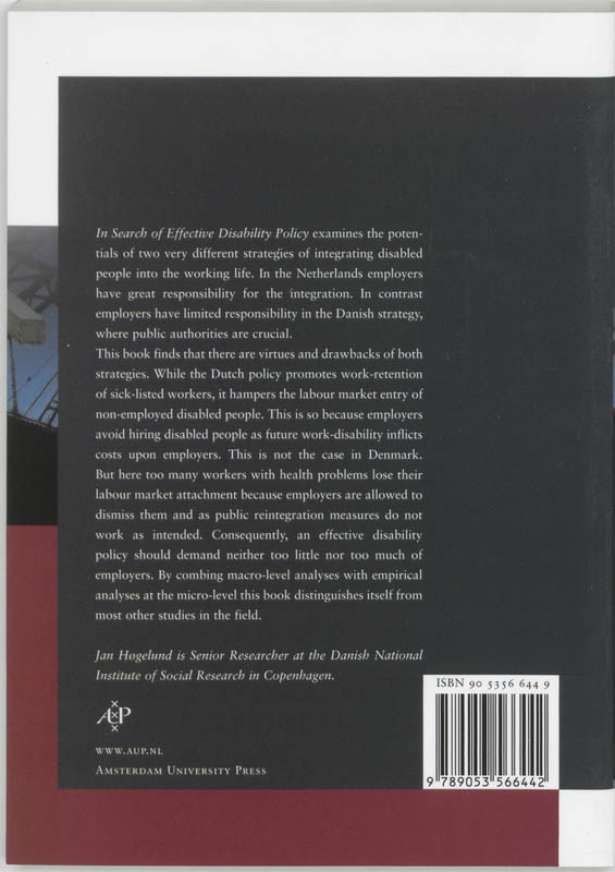 Achterkant van In search of effective disability policy