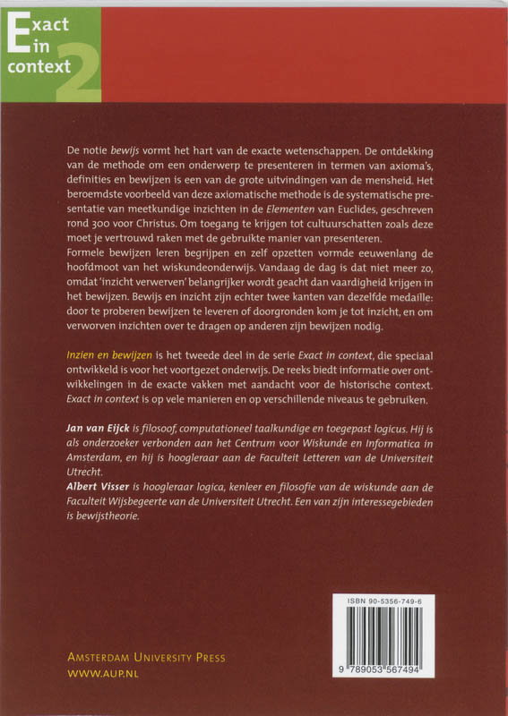Achterkant van Inzien en bewijzen