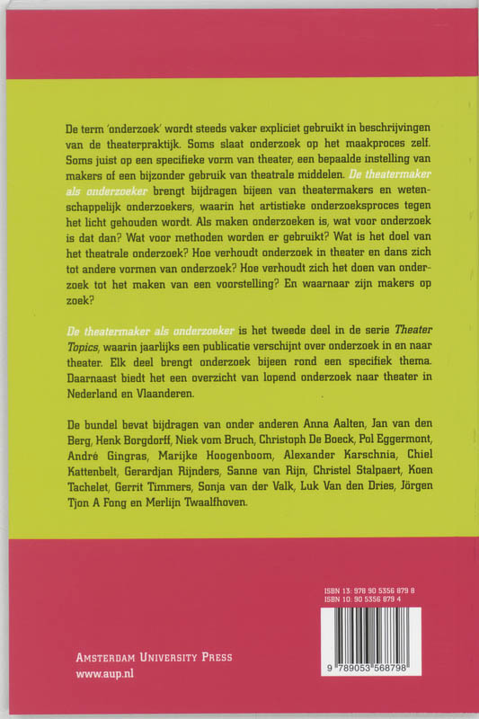 Achterkant van De theatermaker als onderzoeker