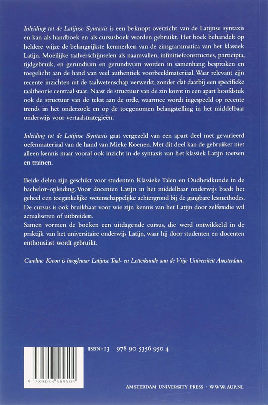 Achterkant van Inleiding tot de Latijnse syntaxis