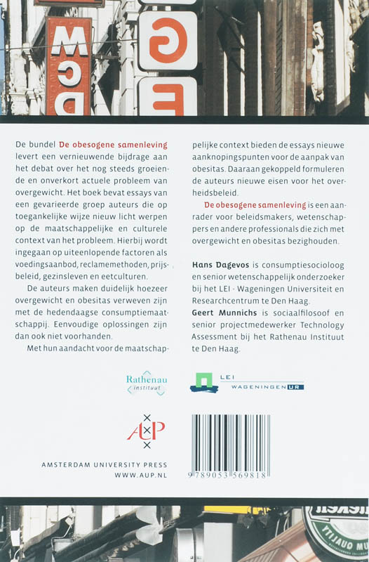 Achterkant van De obesogene samenleving