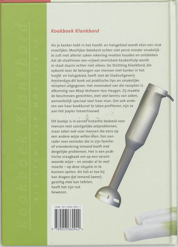 Achterkant van Kookboek Klankbord