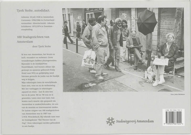 Achterkant van 100 Stadsgezichten van Amsterdam