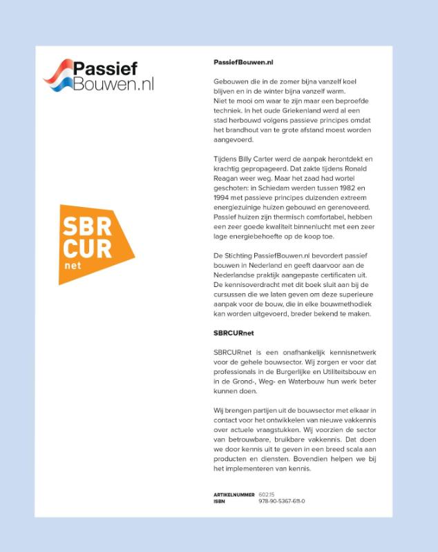 Achterkant van Praktijkboek Passiefhuis