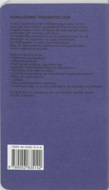 Achterkant van Handleiding traumatologie