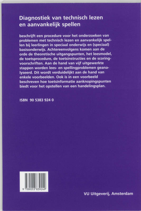 Achterkant van Diagnostiek van technisch lezen en aanvankelijk spellen