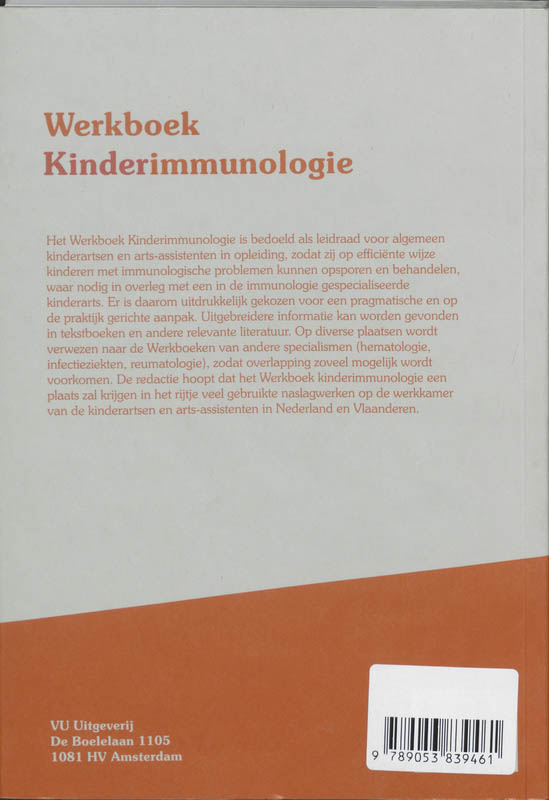 Achterkant van Werkboek Kinderimmunologie