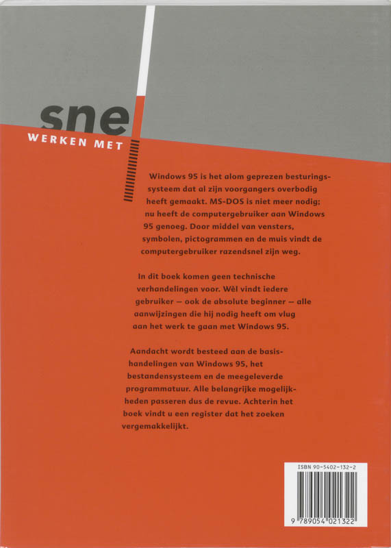 Achterkant van Snel werken met Windows 95 binnen handbereik
