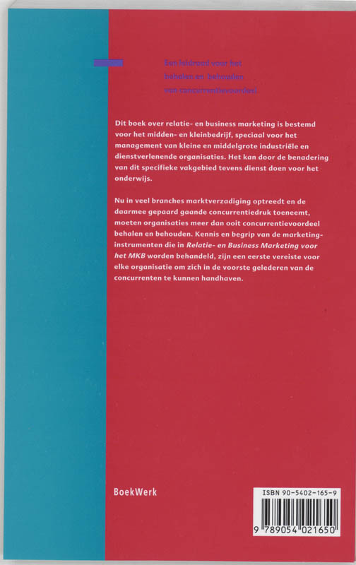 Achterkant van Relatie- en business marketing voor het MKB