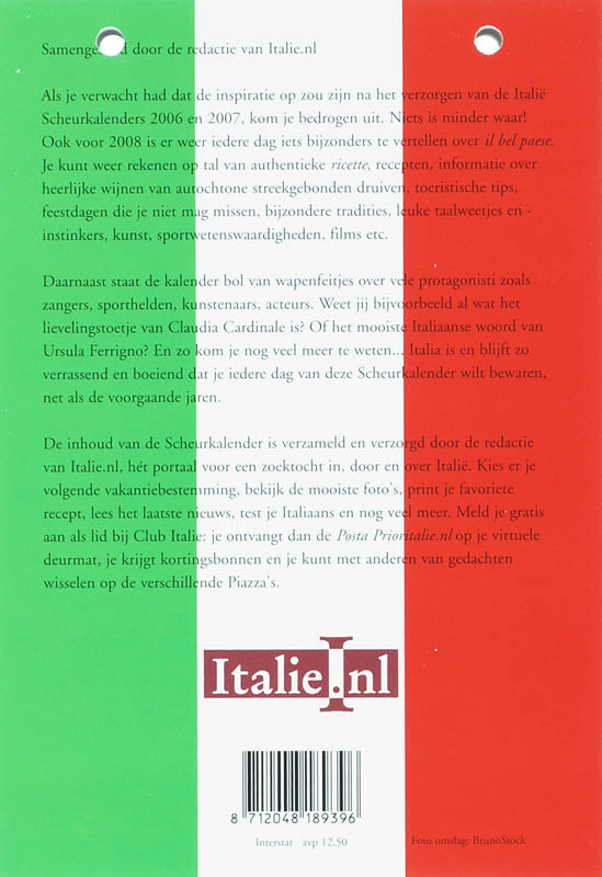 Achterkant van 2008 Italie