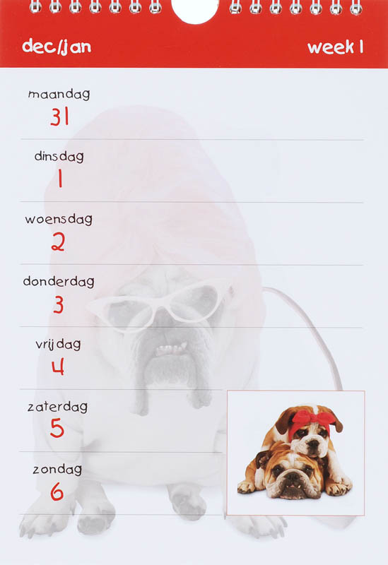 Achterkant van Weekkalender