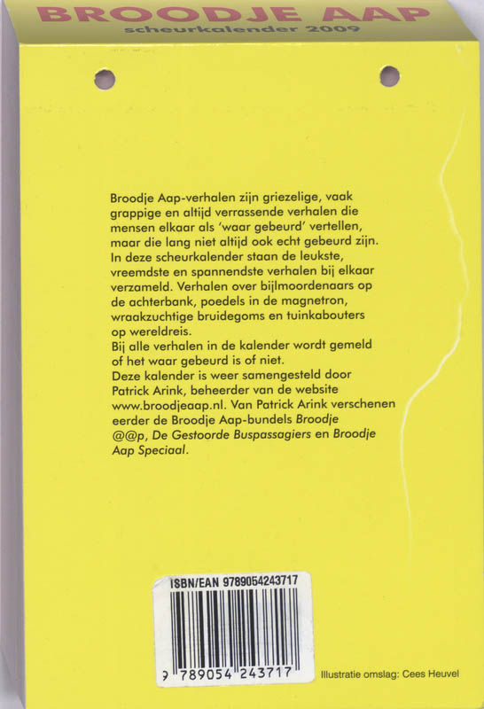 Achterkant van Scheurkalender 2009 Broodje Aap