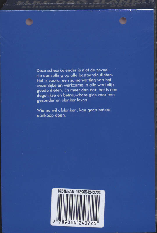 Achterkant van Scheurkalender 2009 Dieet