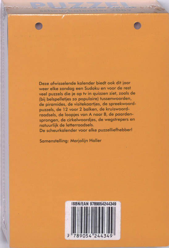 Achterkant van Scheurkalender 2009 Puzzel