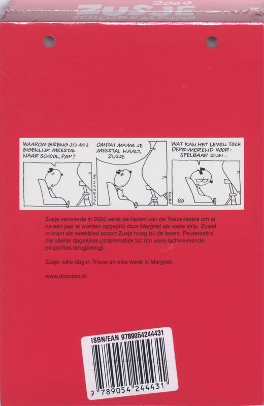 Achterkant van Scheurkalender 2009 Zusje