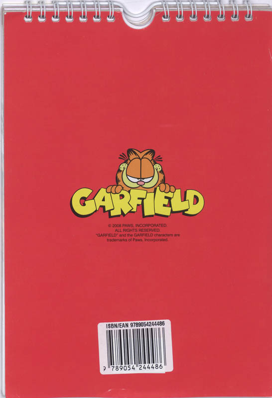 Achterkant van Weekkalender 2009 Garfield