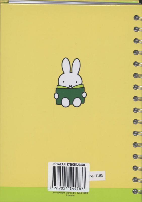 Achterkant van Nijntje creche/oppasboek