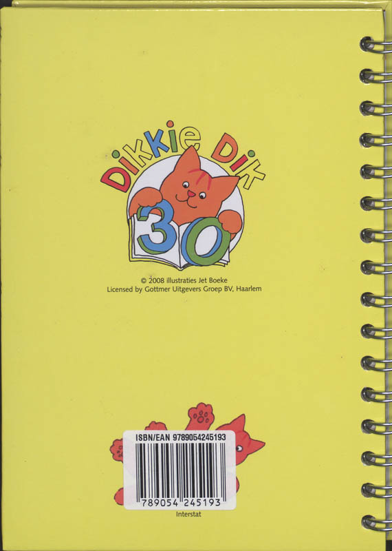 Achterkant van Dikkie Dik Creche / oppasboek