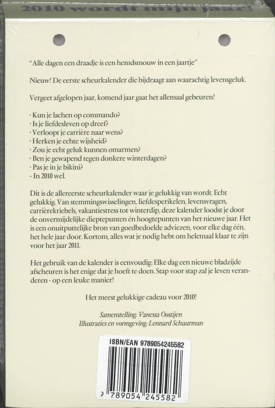 Achterkant van Scheurkalender 2010 wordt mijn jaar!