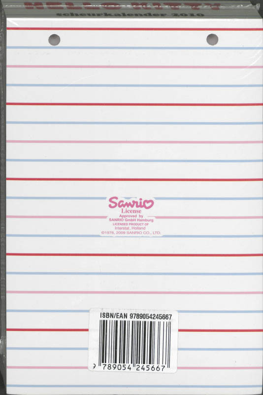 Achterkant van Scheurkalender 2010 Hello Kitty