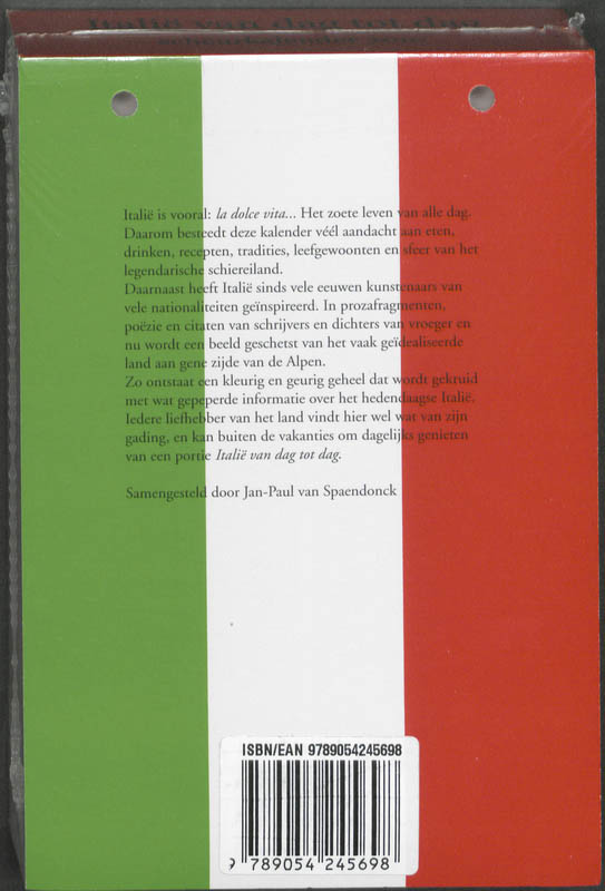 Achterkant van Scheurkalender 2010 Italie