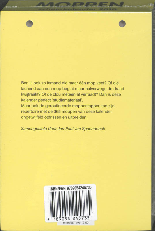 Achterkant van Scheurkalender 2010 Moppen