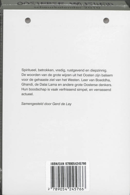 Achterkant van Scheurkalender 2010 Oosterse Wijsheid