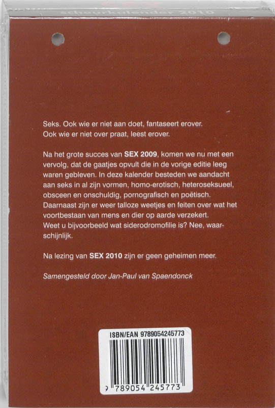 Achterkant van Scheurkalender 2010 Sex